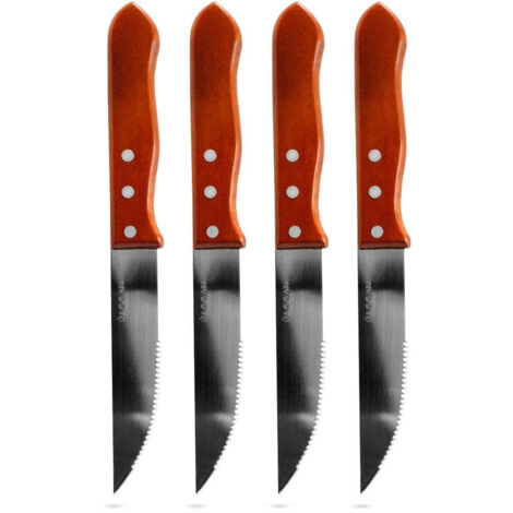 SET 4 COLTELLI IN ACCIAIO CON MANICO IN LEGNO