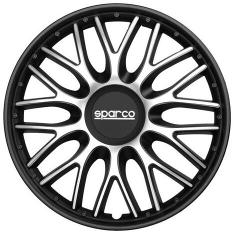 Set 4 copricerchi 15" pollici copriruota auto Roma  SPC1596SVBK argento nero