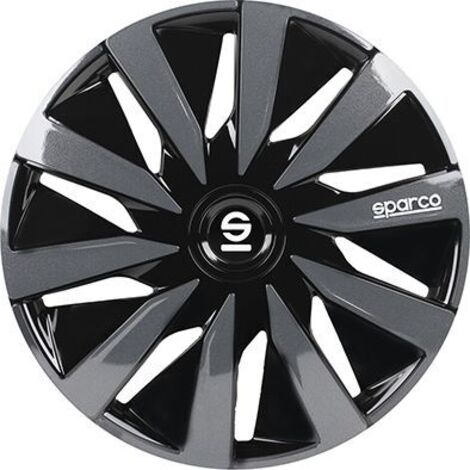 Set 4 copricerchi 16" pollici copriruota auto Lazio SPC1691BKGR nero grigio