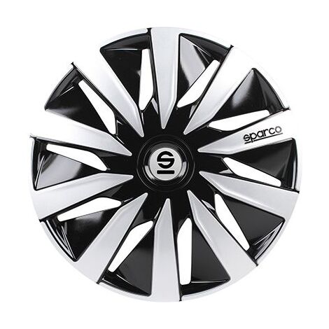 OMAC Coprimozzi Da 15 Pollici: Set Da 4 Copriruota In ABS, Design Bicolore Nero/Bianco Per Auto - Compatibili Con VW, Fiat, Renault