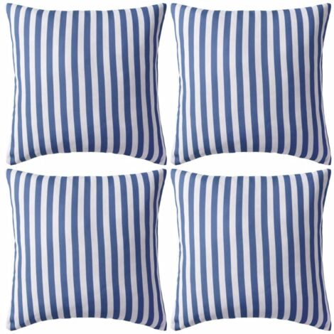 Set 4 cuscini cuscino per esterno decorazione giardino riga 45 x 45 cm blu DEC020107
