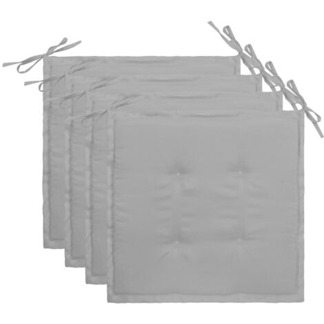 set 4 cuscini per sedia da giardino 100% poliestere impermeabile grigio 40x40x3 cm DEC021717