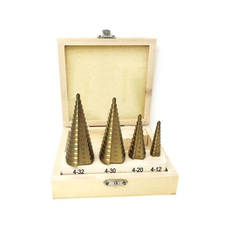 Trade Shop - Set 4 Frese Coniche da 4 a 32 Mm