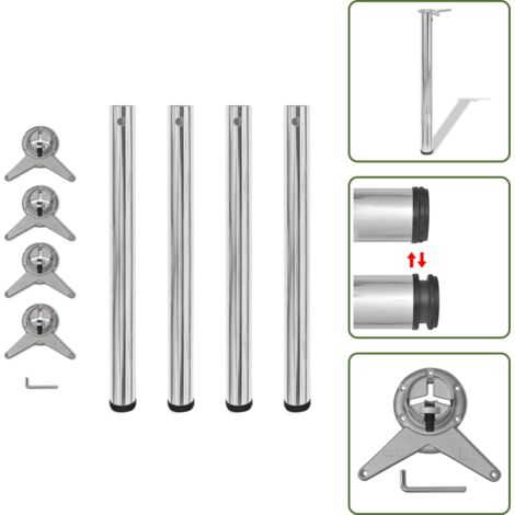 Set 4 gambe cromate per tavolo regolabili in altezza 710 mm - Gambe in ferro cromato