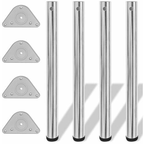 Set 4 Gambe Cromate per Tavolo Regolabili in Altezza con Staffe Angolari varie dimensioni dimensioni : 710 mm