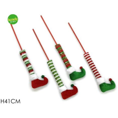Set 4 gambe elfo con stecco general trade h.41 cm (1pz)