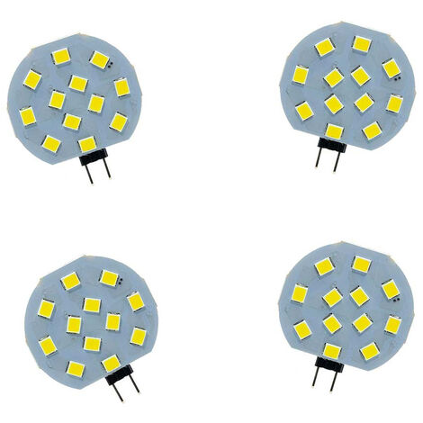 Set 4 Lampadina tonda a piastra 12 led g4 2 watt lampada slim tonda luce naturale 4000k