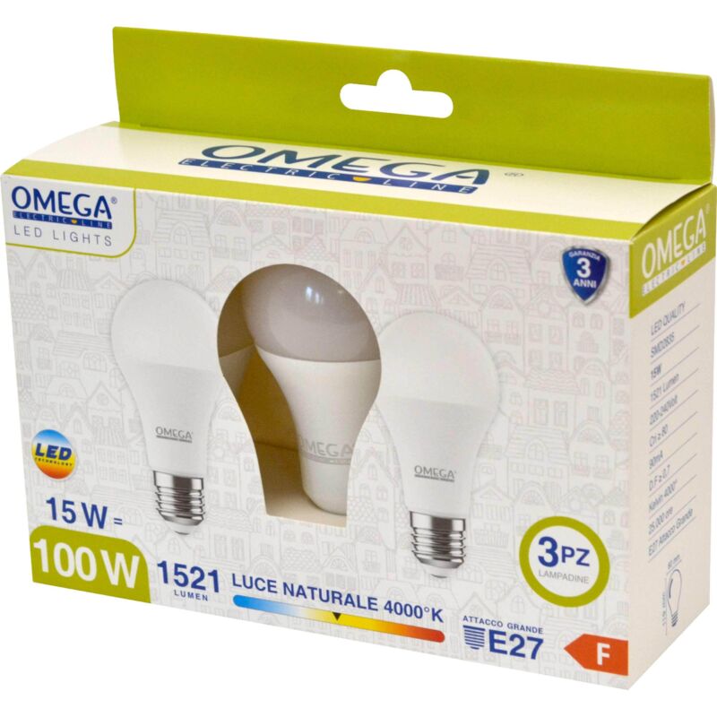 Omega - goccia led: Set in scatola 4Pz A65-15W