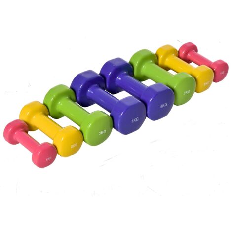 Set 4 Manubri Pesi Esagonali Totale 20KG in Acciaio e PU