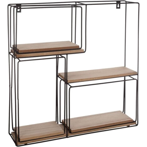 ATMOSPHERA Set 4 Mensole a Parete in Legno e Metallo 49x48x9,5cm