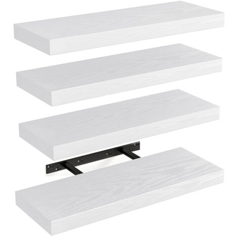 Set 4 Mensole da Parete Bianco in Legno Scaffali a Muro Scaffalatura Multiuso