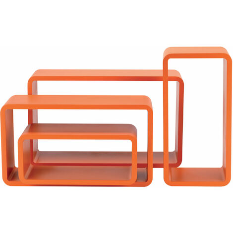 Set 4 Mensole Rettangolari Stondate Arancioni