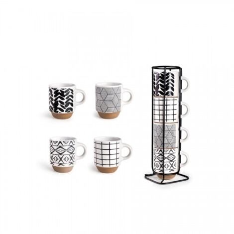 SET 4 MUGS MARKEN 130 ML + SOPORTE - IBILI
