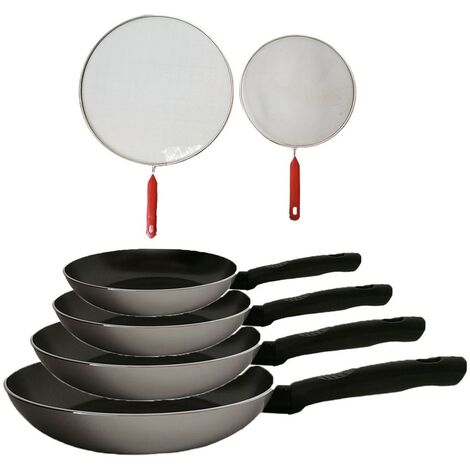 Set 4 Padelle antiaderenti moneta cm18-20-22-24 con 2 para schizzi omaggio fritti fritture uova patate arrosto