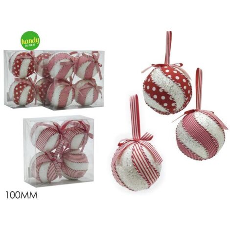 Set 4 palle natalizie general trade bianco e rosso Ø10 cm (1pz)