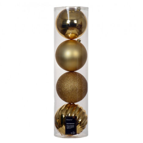 SET 4 PALLINE NATALIZIE INFRANGIBILI Ø14 CM ORO ADDOBBI NATALIZI