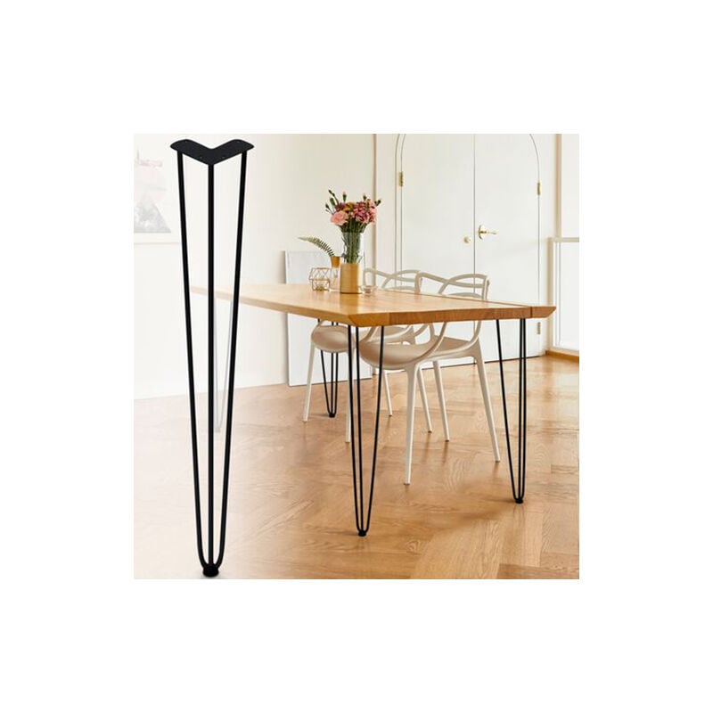 Set 4 pcs Pieds de Table en Métal En Épingle Support de Meuble Hauteur de 71CM (Diamètre du Pôle 12 mm) Noir