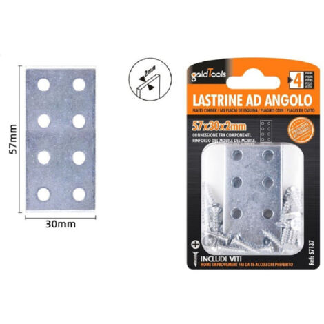 Set 4 Pcs Plaque De Joint De Dalle 57x30x2 Mm Avec Vis De Déplacement 57137