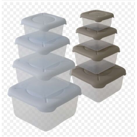 Set 4 Pezzi Contenitori Frigobox Rettangolari Frigobella Bianco o Tortora