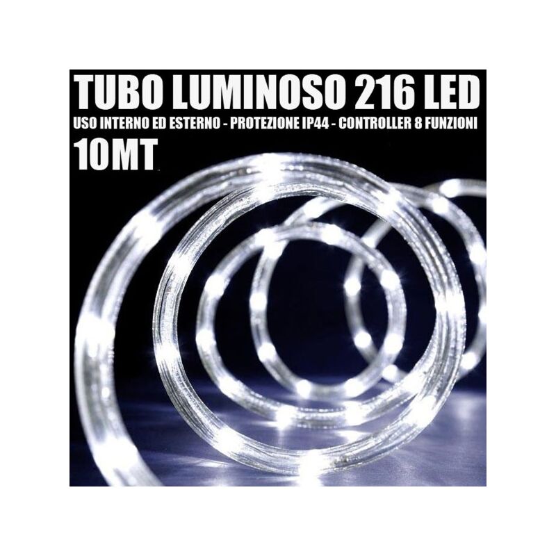Image of Trade Shop Traesio - Trade Shop - Tubo Luminoso 216 Led Bianco Freddo 10 Mt 3vie Uso Interno/esterno + Controller