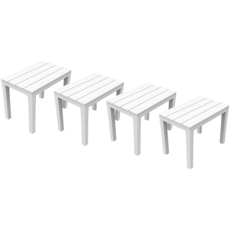 SET 4 PEZZI PANCHINA/TAVOLO DOPPIAFUNZIONE TIMOR IN POLIPROPILENE DA ESTERNO BIANCA 60 X 38 X 45 CM