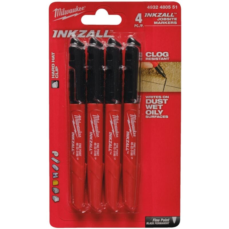 Milwaukee - Pennarelli INKZALL Nero - 4 pz
