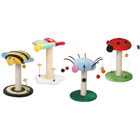 Set 4 pezzi Tiragraffi soggetti assortiti 35x35x47cm a forma di  ape, farfalla, coccinella e ragno