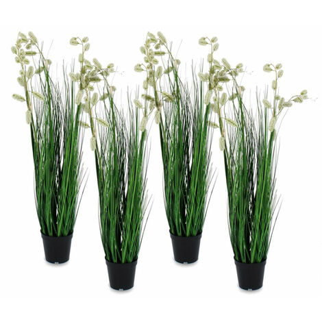 Set 4 Piante Artificiali con Vaso Ø 70x100 cm Grevillea in Plastica Bianco