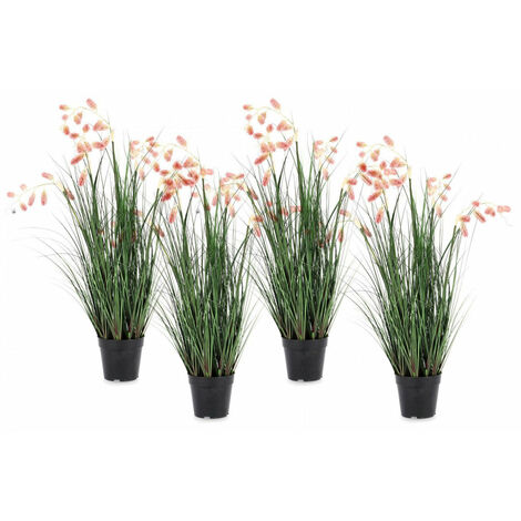 Set 4 Piante Artificiali con Vaso Ø 70x100 cm Grevillea in Plastica Rosa