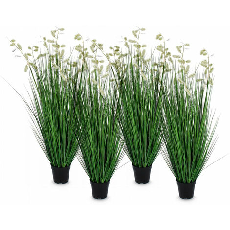Set 4 Piante Artificiali con Vaso Ø 90x120 cm Grevillea in Plastica Bianco