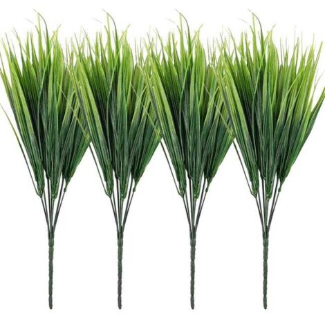 Set 4 Piante Artificiali da Esterno – Erba Decorativa per Giardino e Balcone
