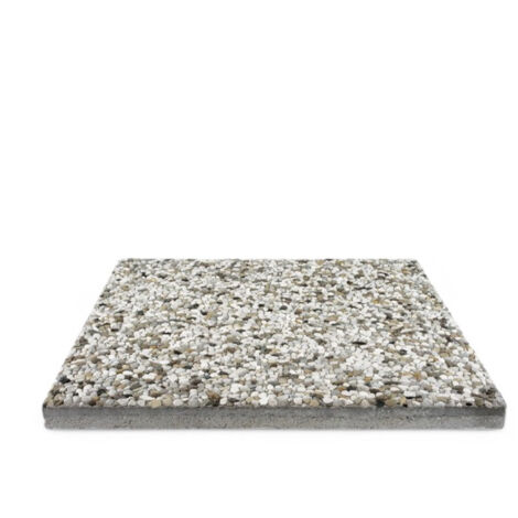Set 4 piastre base per ombrellone e pavimentazione esterna ghiaino piave grana media 50x50x3,7 cm 85 KG