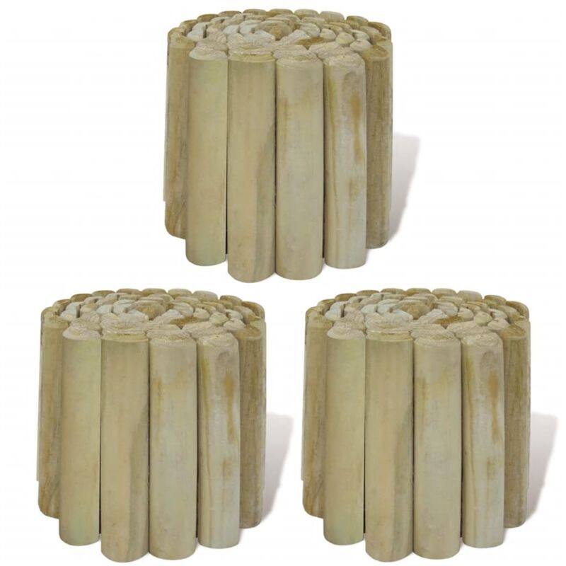 

vidaXL Rollo de troncos borde de jardín 3 uds madera 250x20 cm - Marrón