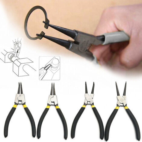 Set 4 Pinze Per Anelli Elastici Interni Esterni 170mm 7" Dritte Angolo 90°