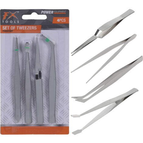 SET 4 PINZETTE IN METALLO PER BRICOLAGE
