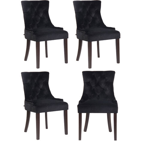 Set 4 poltrone pranzo Aberdeen in velluto nero antico