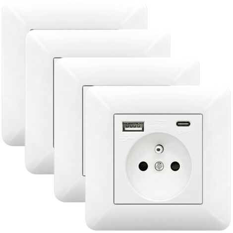 Set 4 Presa con USB e Tipo C 16A – Presa Elettrica Incasso