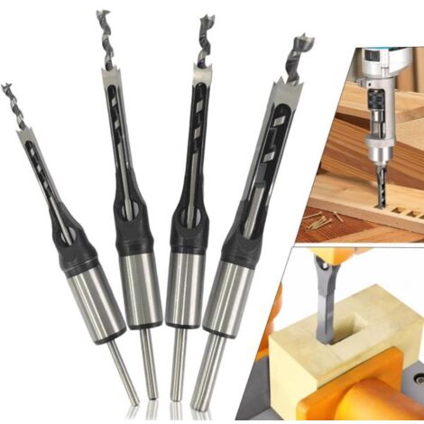 Set 4 Punte da trapano per fori quadrati per Mortasatrice Scalpelli per Legno