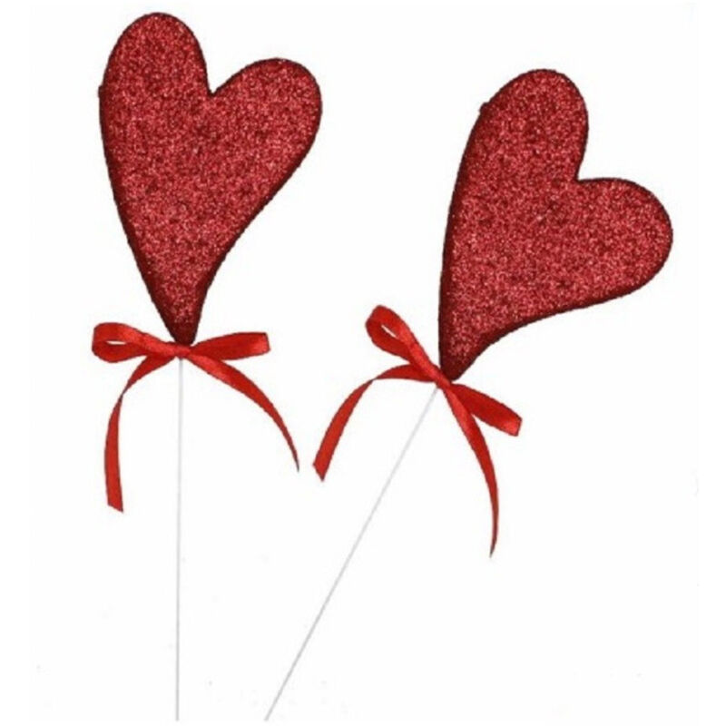 Trade Shop - SET 4 STÜCK STYROPOR-HERZEN MIT GLITZER-HERZSTÄNDER 7CM VALENTINSTAG 68270 -