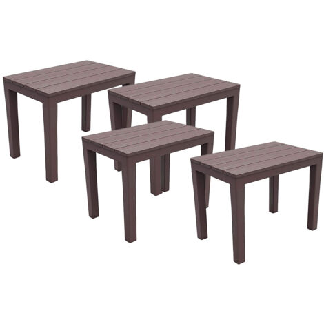 SET 4 PZ PANCHINA/TAVOLO DOPPIAFUNZIONE TIMOR IN POLIPROPILENE DA ESTERNO MOKA 60 X 38 X 45 CM