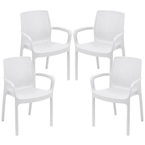 SET 4 PZ POLTRONA REGINA DA ESTERNO IN RESINA IN COLORE BIANCO
