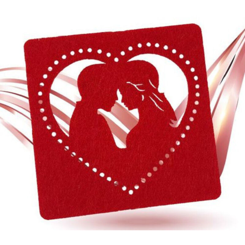 Trade Shop Traesio - Trade Shop - set 4 stück untersetzer 10X10CM quadratisch herz stoff rot valentine 95455 -