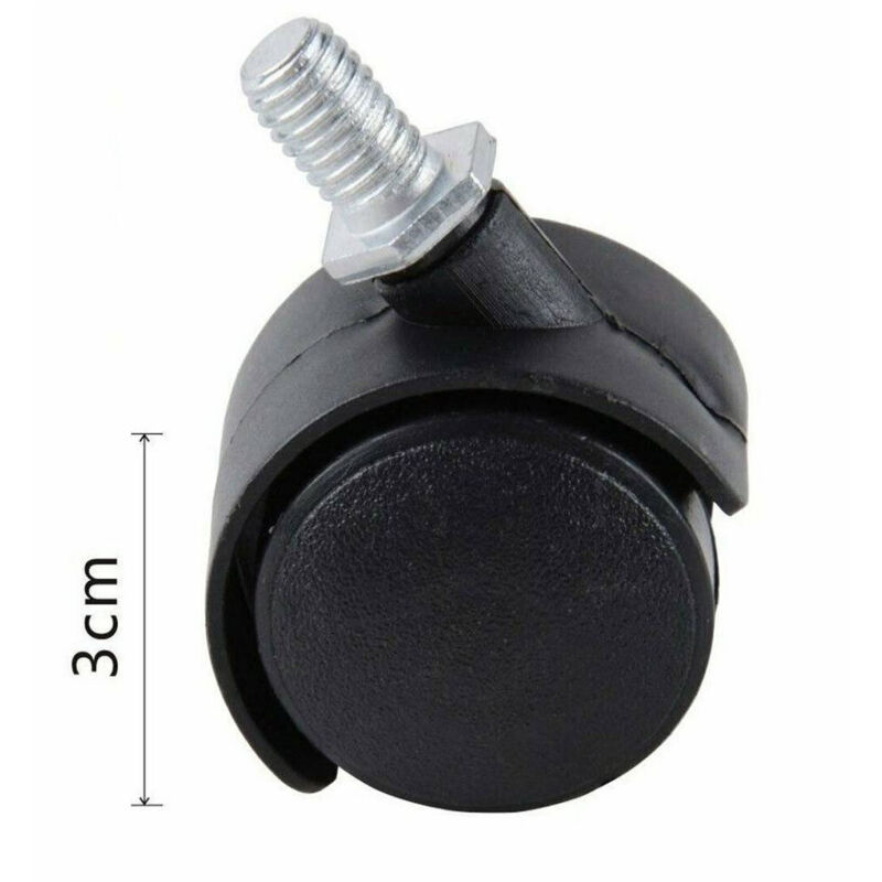 Trade Shop Traesio - Set 4 Ruote Girevoli Ricambio Per Sedie Mobili Poltrone Ufficio 3 Cm 91486 -