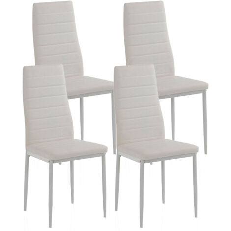 Set 4 Sedie 41x39x95 cm in Similpelle Bianco