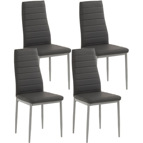 Set 4 Sedie 41x39x95 cm in Similpelle Grigio