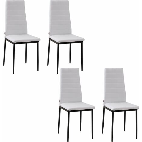 Set 4 Sedie 41x50x97 cm in Tessuto Bianco