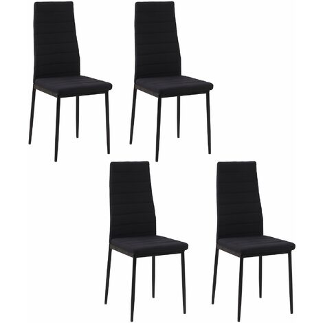 Set 4 Sedie 41x50x97 cm in Tessuto Nero