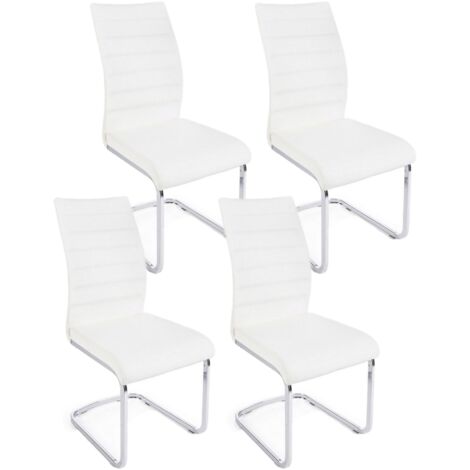 Set 4 Sedie 41x60x98 cm Myra in Ecopelle Bianco