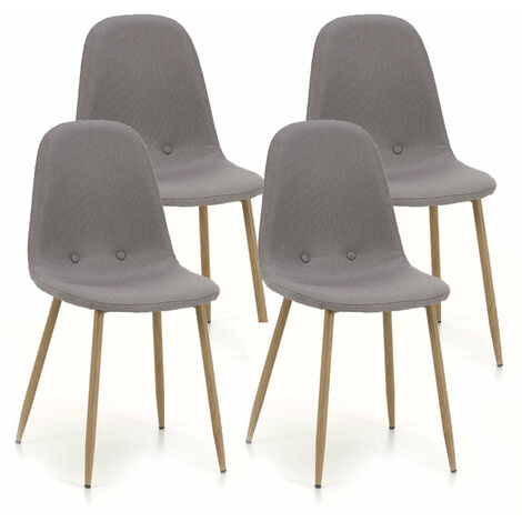 Set 4 Sedie 43,5x41,5x87,5 cm in Tessuto Grigio Chiaro