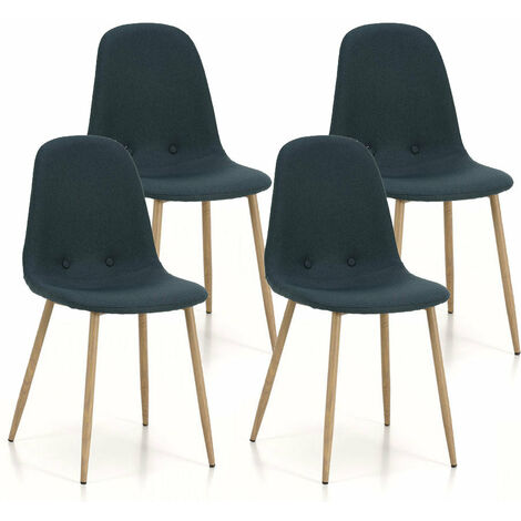 Set 4 Sedie 43,5x41,5x87,5 cm in Tessuto Verde Petrolio